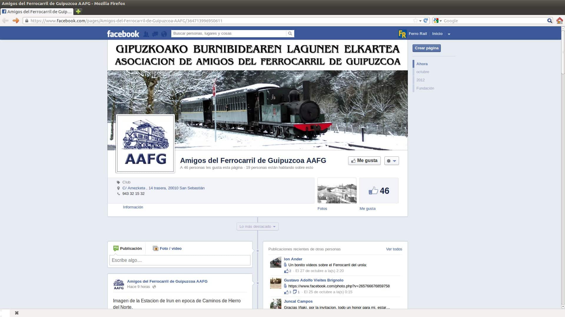 Amigos del Ferrocarril de Guipúzcoa estrenan Facebook