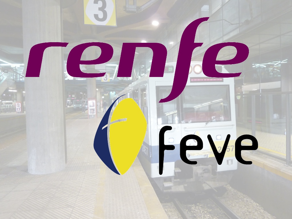 Logos de Renfe sobre la foto de una 2400 de Feve en Oviedo tomada por Nils Öberg. Logos de Renfe sobre la foto de una 2400 de Feve en Oviedo tomada por Nils Öberg.