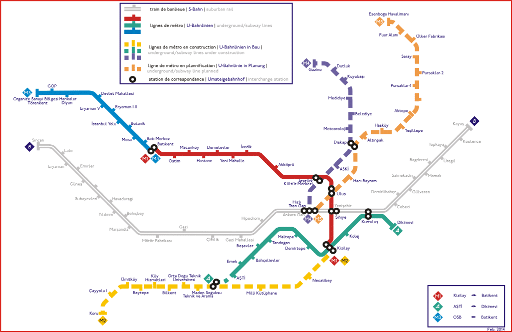 Inauguración de la línea M2 del metro de Ankara.