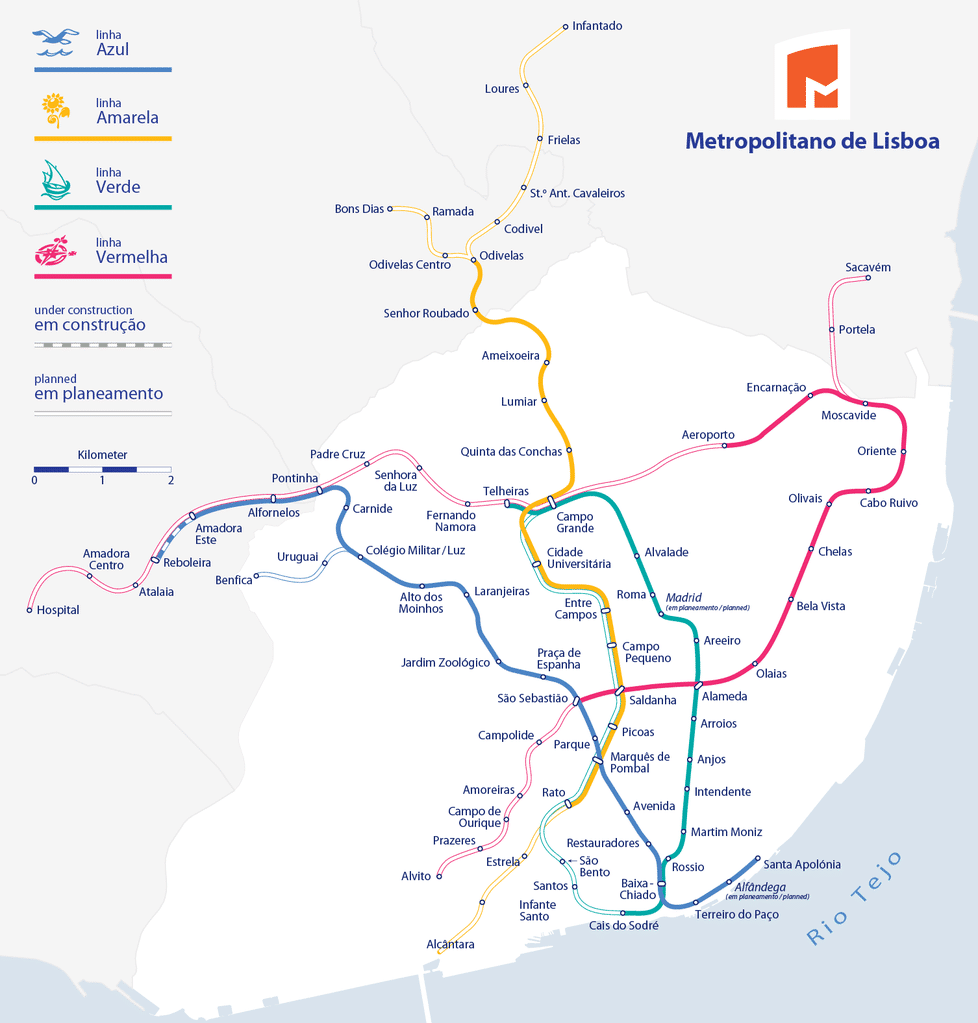 Plano del metro de Lisboa elaborado por Maximilian Dörrbecker.