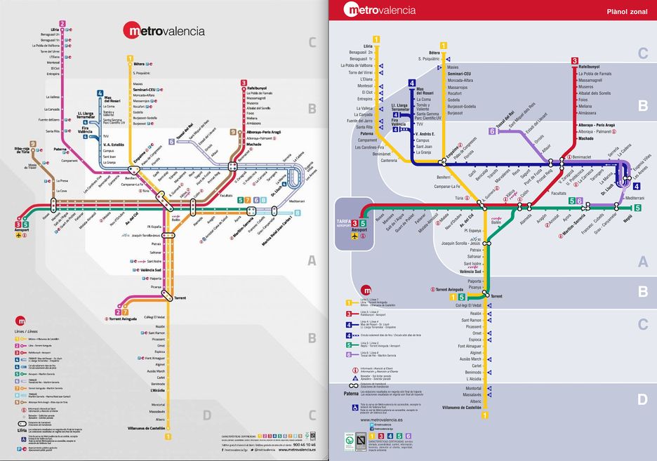 Comparativa del nuevo plano del metro de Valencia con el anterior. Foto: Valencia Plaza.