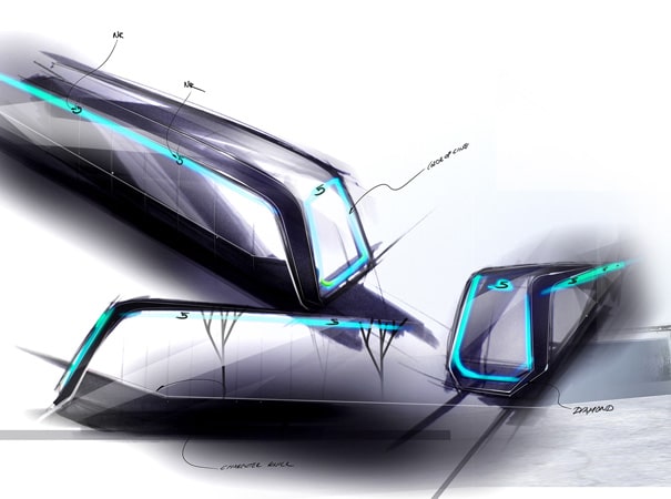 Boceto del Siemens Inspiro, con diseños de BMW. Foto: Gondola project.