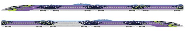 Exterior del shinkansen Evangelion de JR West. Foto: Skycraptercity.