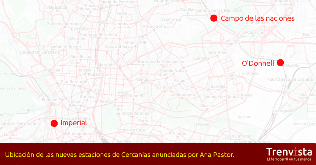 Ubicación de las nuevas estaciones de Cercanías Madrid anunciadas por Ana Pastor
