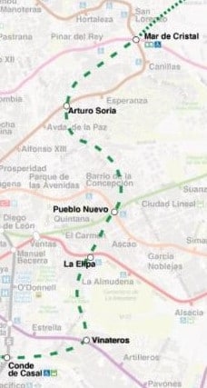 Ampliación de la línea 11 del metro de Madrid entre Conde de Casal y Mar de Cristal