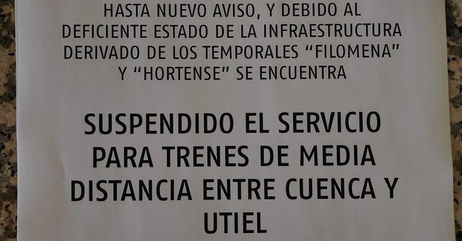 La línea Cuenca-Utiel sigue cerrada desde Filomena