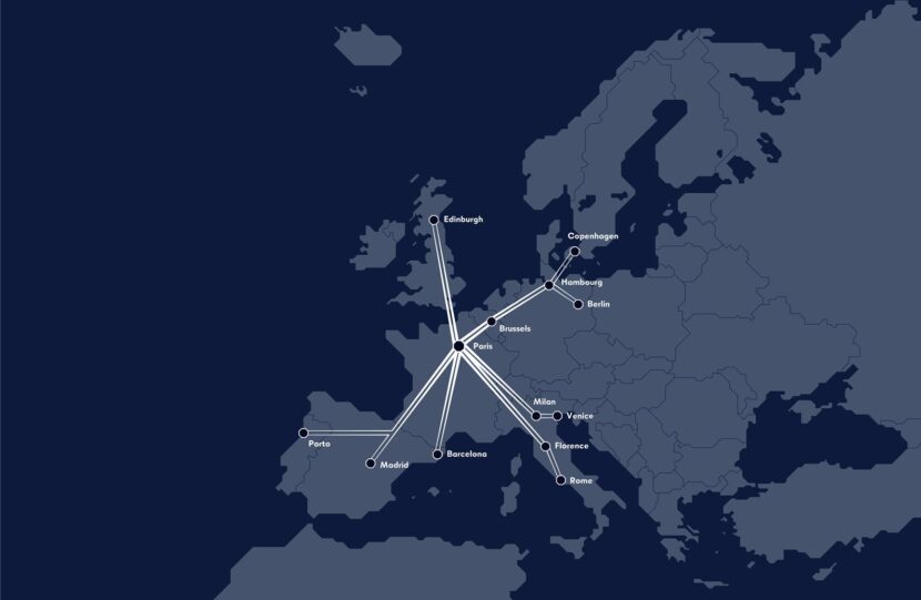Mapa de los trenes propuestos por Midnight Trains.