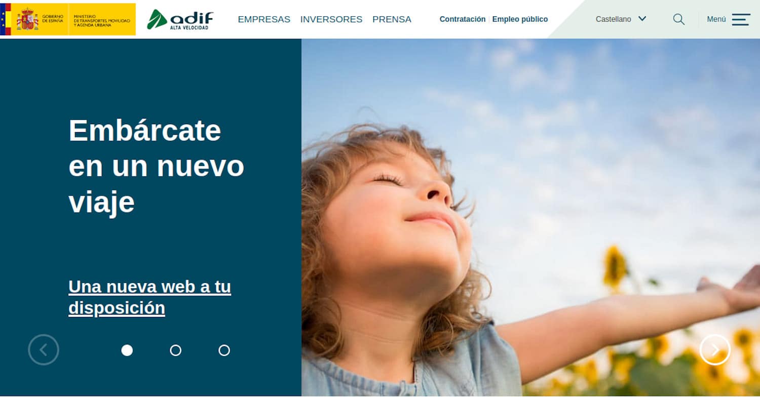 Adif y Adif alta velocidad estrenan nueva web
