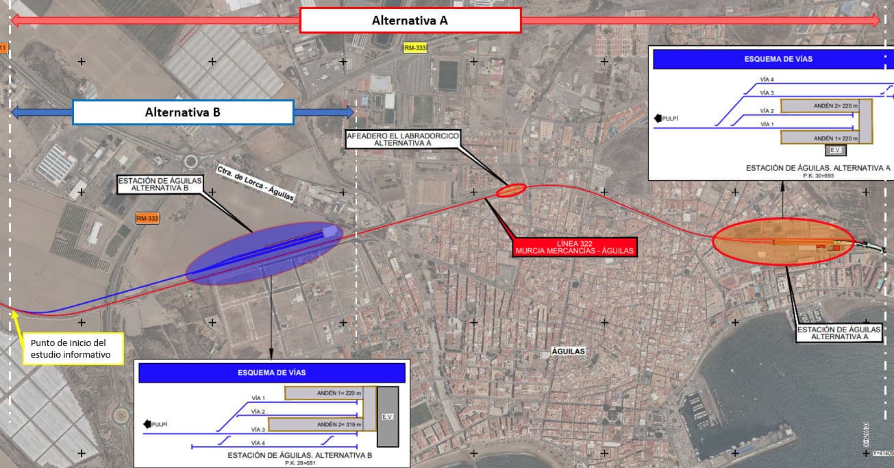El nuevo acceso ferroviario a Águilas sale a información pública