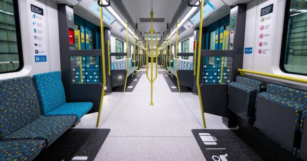 Interior of the model of the trains on the Western Sydney Airport line of the Sydney Metro. © SIEMENS MOBILITY.