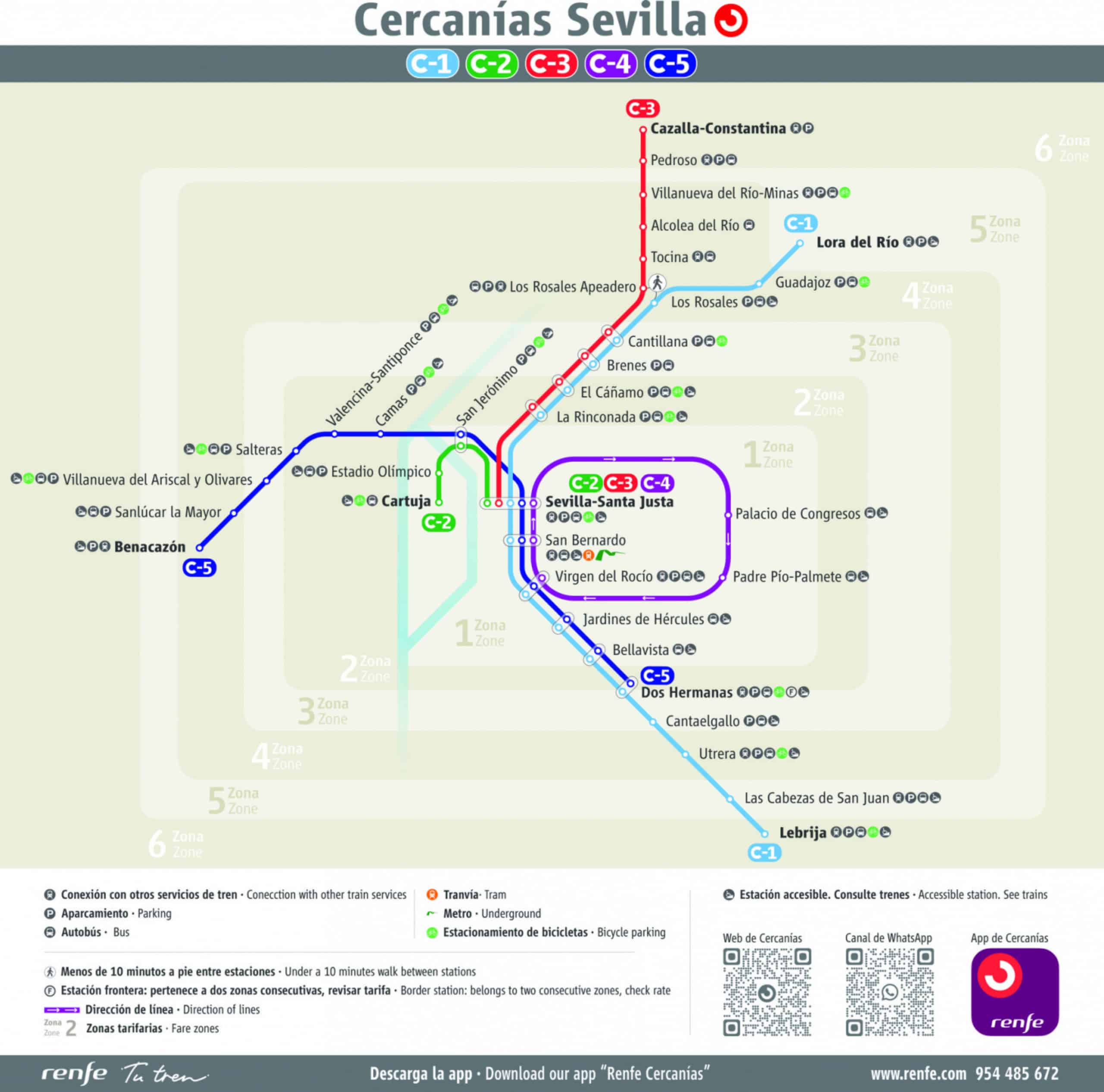 Así queda el plano de Cercanías Sevilla, que estrena diseño. © RENFE. Así queda el plano de Cercanías Sevilla, que estrena diseño. © RENFE.