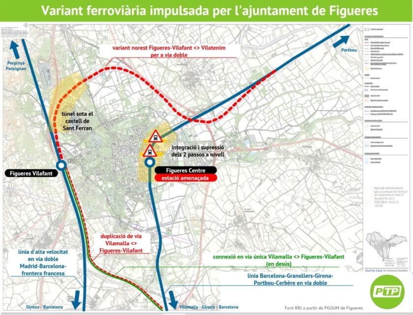 Plano divulgado por PTP que incluye el recorrido de la nueva variante.