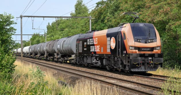 Computer design of the EURO9000 locomotives acquired by NEXRAIL, in the livery of the operator Hamburger Rail Service. BVT-2025.