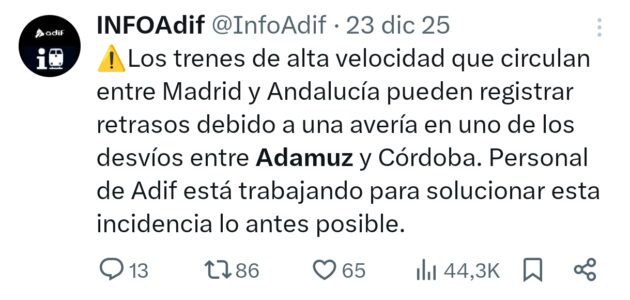 Incidencia 23 de diciembre