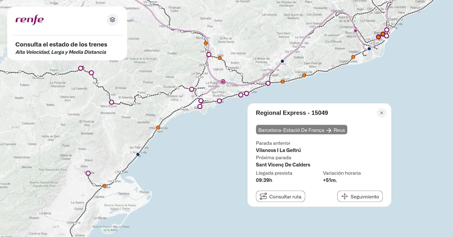 Renfe launches real-time viewer for regional and long-distance trains