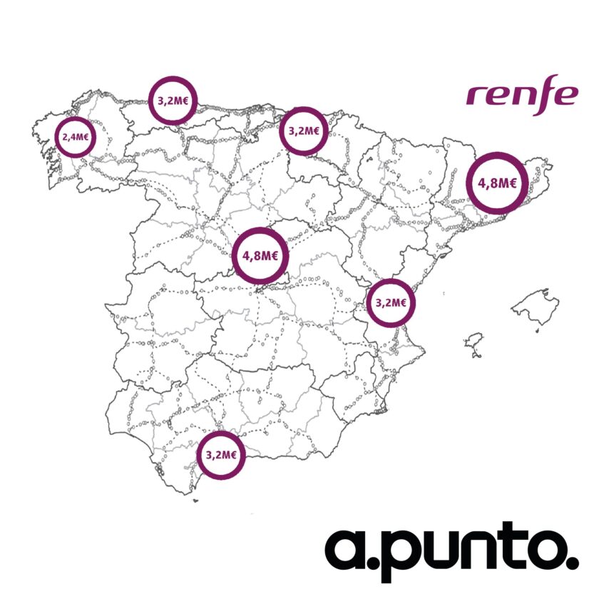 Map with the budgets foreseen for each zone. © RENFE.