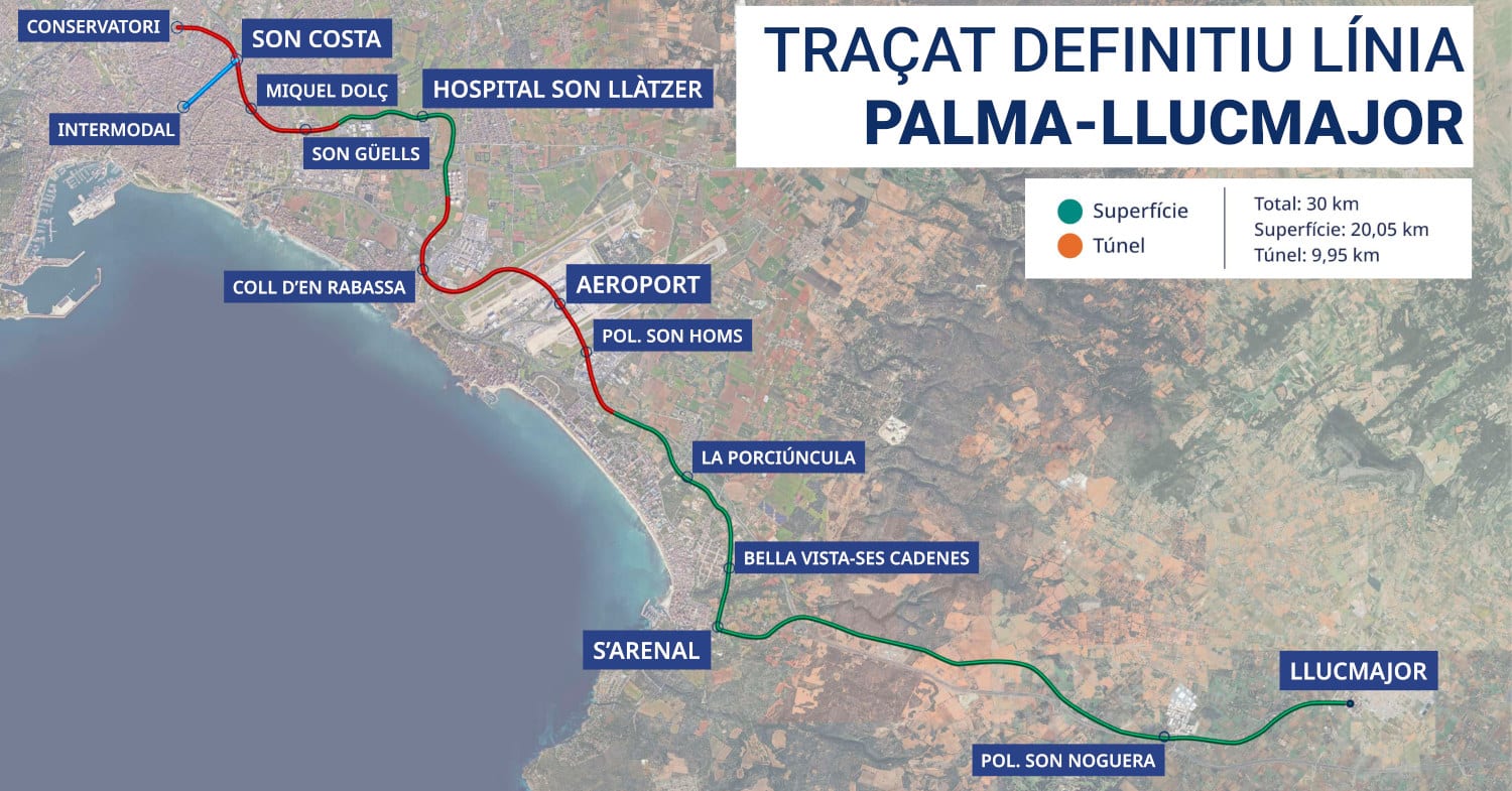 Balearic Islands approve alignment for Palma–airport–Llucmajor railway
