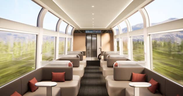 Concept of the interior of a panoramic car. © AMTRAK.