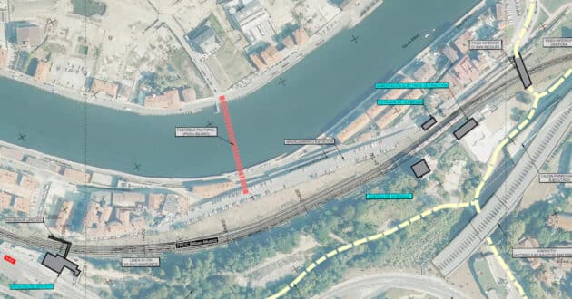 Map of the area where the railway will be buried in Olabeaga. © MINISTRY OF TRANSPORT AND SUSTAINABLE MOBILITY.