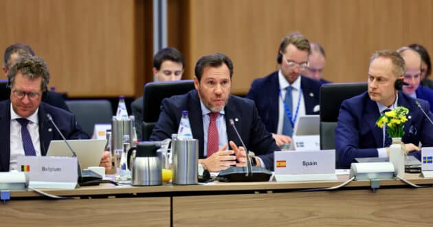 Óscar Puente during his speech at the Informal Council of Transport and Maritime Affairs Ministers. MINISTRY OF TRANSPORT AND SUSTAINABLE MOBILITY.