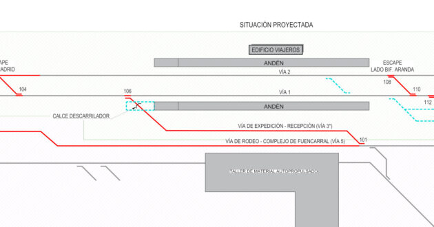 Track diagram of part of the works to be carried out by Adif in Fuencarral. © ADIF-INECO.