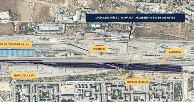 Plano de las nuevas instalaciones de Adif en Las Tablas. © MINISTERIO DE TRANSPORTES Y MOVILIDAD SOSTENIBLE.