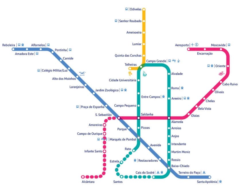 Map of the Lisbon Metro following the extensions. © LISBON METRO.