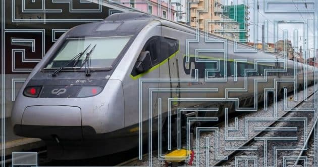 Um labirinto num comboio Alfa Pendular na estação de Lisboa-Santa Apolónia, após a chegada vindo do Porto-Campanhã. © MIGUEL BUSTOS.