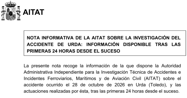 Captura de pantalla del primer informe publicado por la AITAT.
